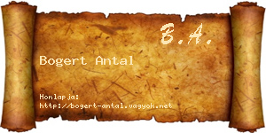 Bogert Antal névjegykártya
